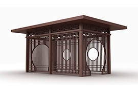 新中式格柵社區景觀涼亭