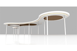 現代流線型景觀廊架,增加了(le)空間的層次感與視覺趣味性